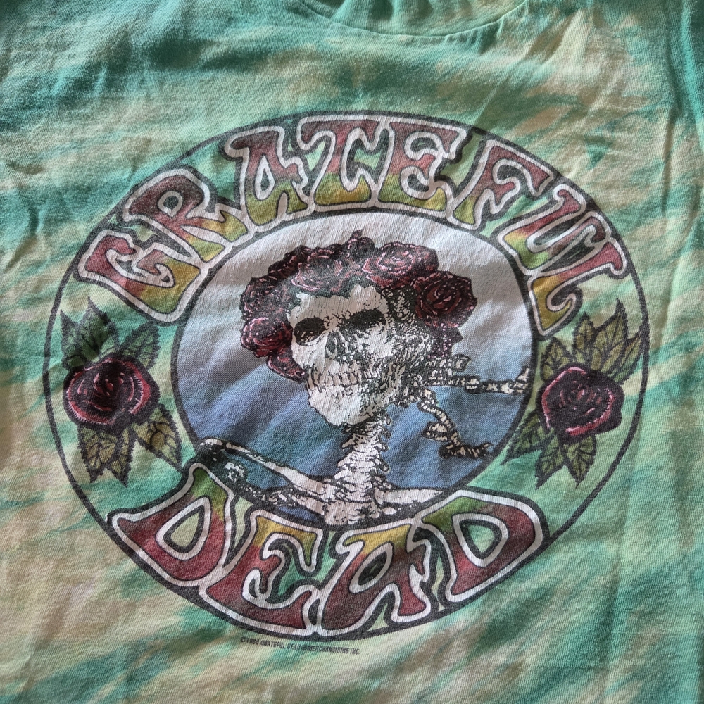Vintage Grateful Dead Hanes Beefy T Tie-Dye T-Shirt - Green and Yellow - Picture 2 of 6